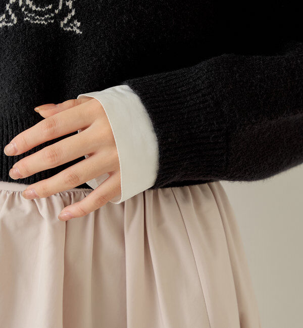  「襟取り外しロゴジャガードショートニット」|パーカー|