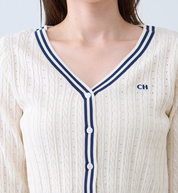  「ワンポイントラインカーディガン」|カーディガン|