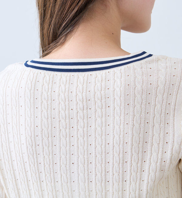  「ワンポイントラインカーディガン」|カーディガン|