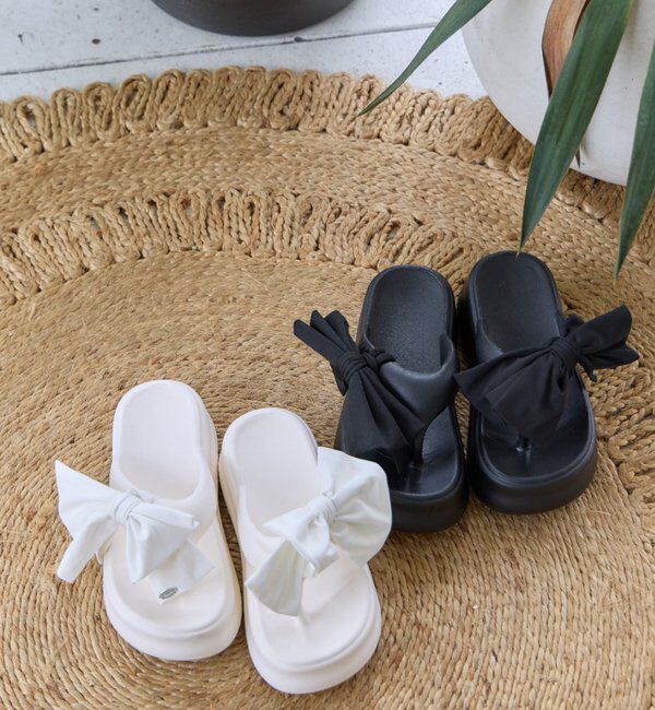  「BIGリボン厚底トングサンダル」|サンダル|