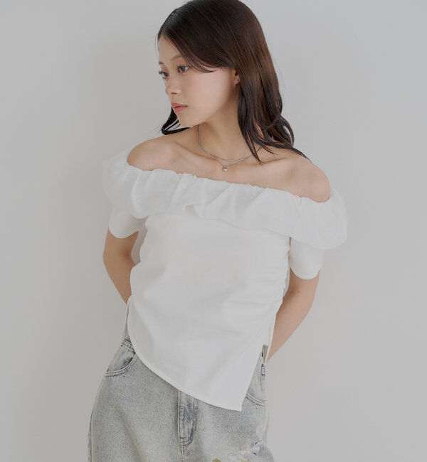  「バルーンフリルドッキングギャザーニット」|ニット・セーター|