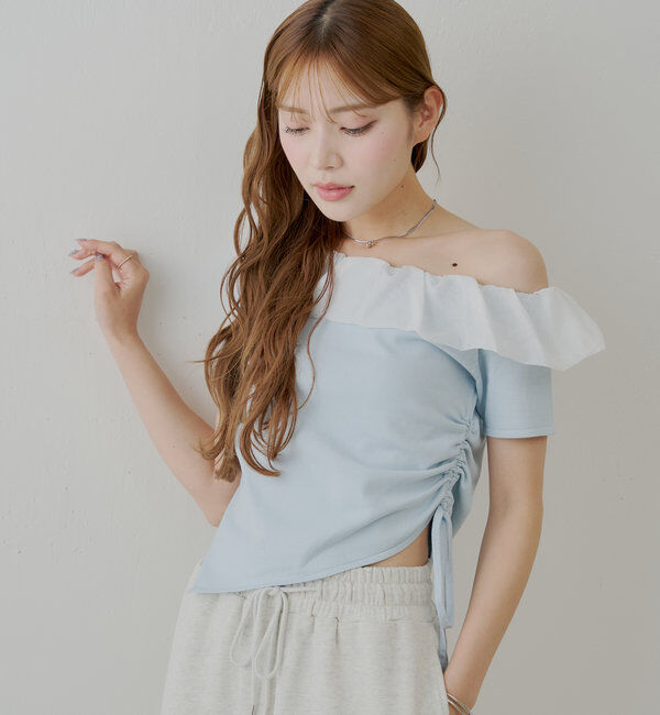  「バルーンフリルドッキングギャザーニット」|ニット・セーター|