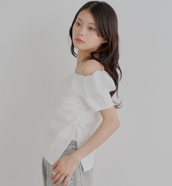  「バルーンフリルドッキングギャザーニット」|ニット・セーター|