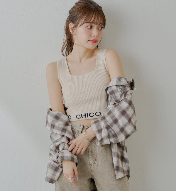  「【WEB限定/REVIVAL】裾ロゴクロップドタンクトップ」|キャミソール|