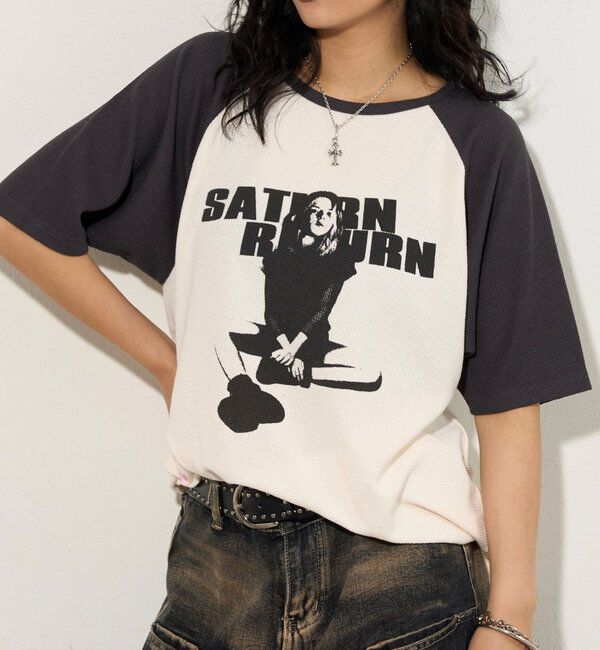  「シャーロットワッフルラグラン半袖 TEE」|Tシャツ・カットソー|オフホワイト