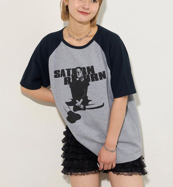  「シャーロットワッフルラグラン半袖 TEE」|Tシャツ・カットソー|