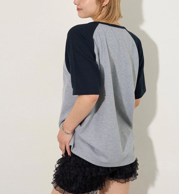  「シャーロットワッフルラグラン半袖 TEE」|Tシャツ・カットソー|
