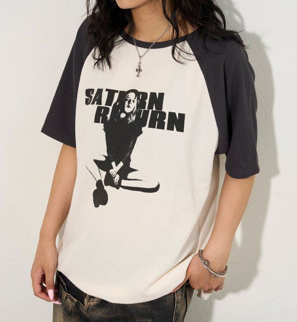  「シャーロットワッフルラグラン半袖 TEE」|Tシャツ・カットソー|