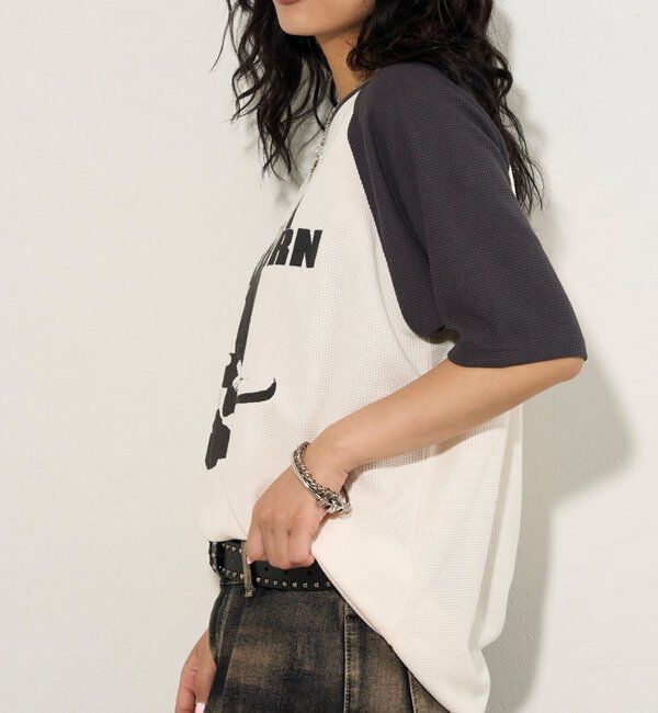  「シャーロットワッフルラグラン半袖 TEE」|Tシャツ・カットソー|