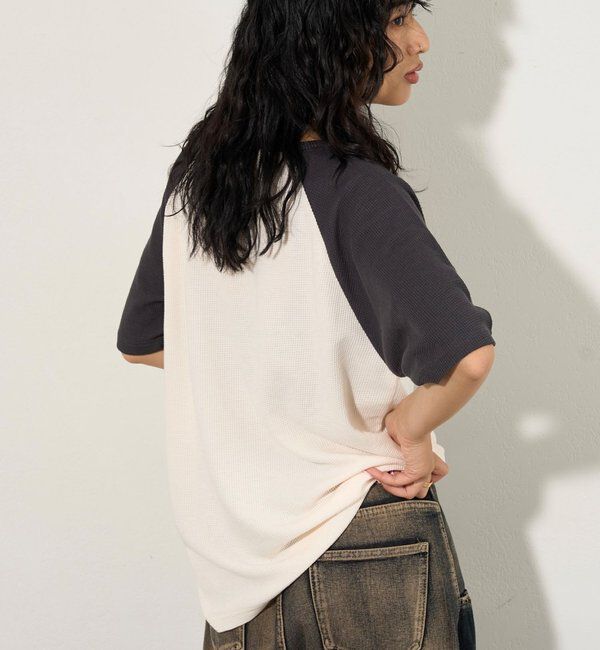  「シャーロットワッフルラグラン半袖 TEE」|Tシャツ・カットソー|