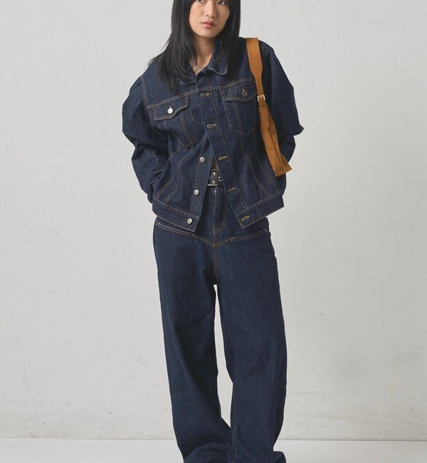  「パフスリーブデニムジャケット」|ブルゾン・スタジャン|ネイビー