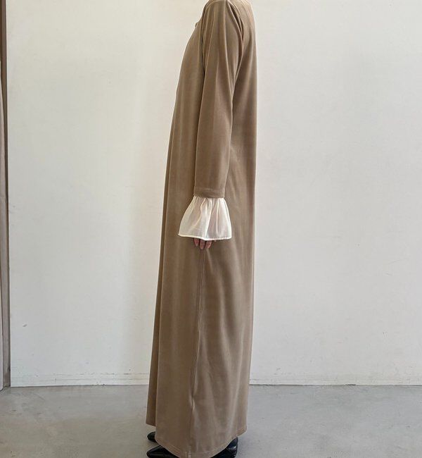  「【低身長サイズあり】フレアスリーブベロアワンピース」|ワンピース|