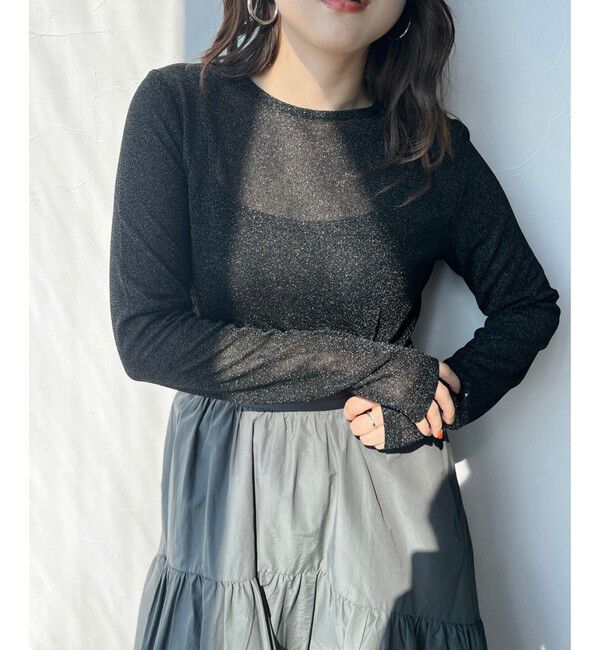 LOWRYS FARM「ラメクルーロングスリーブ」|Tシャツ・カットソー|