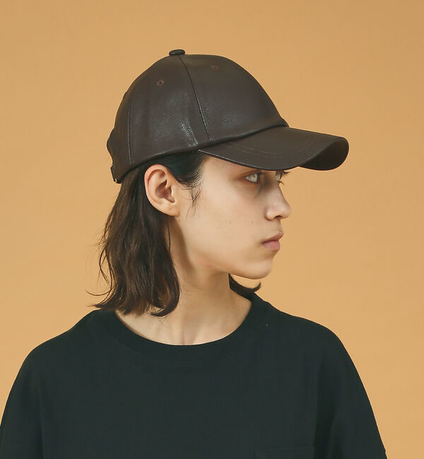 ABAHOUSE「【RUBEN/ルーベン】FAKE LEATHER CAP/フェイクレザーキャップ」|その他|ブラウン