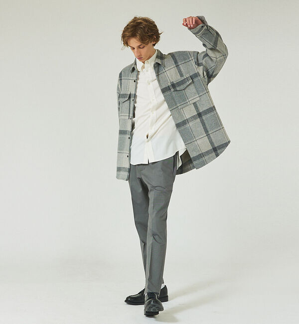 ABAHOUSE「【シャギー素材】ネルチェック オーバーサイズ CPOシャツ /シャツブルゾン」|ブルゾン・スタジャン|