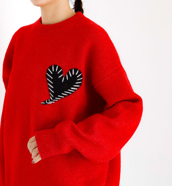 ABAHOUSE「【Revo.レボ】ワンポイントハートステッチルーズニット/ユニセックス/TH-3」|ニット・セーター|