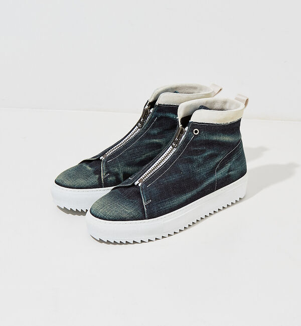 alfredoBANNISTER「【デニム】センタージップ ハイカットスニーカー」|スニーカー|インディゴ