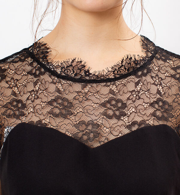 Rouge vif「【FLICKA】レースコンビフレンチスリーブワンピース」|ワンピース|