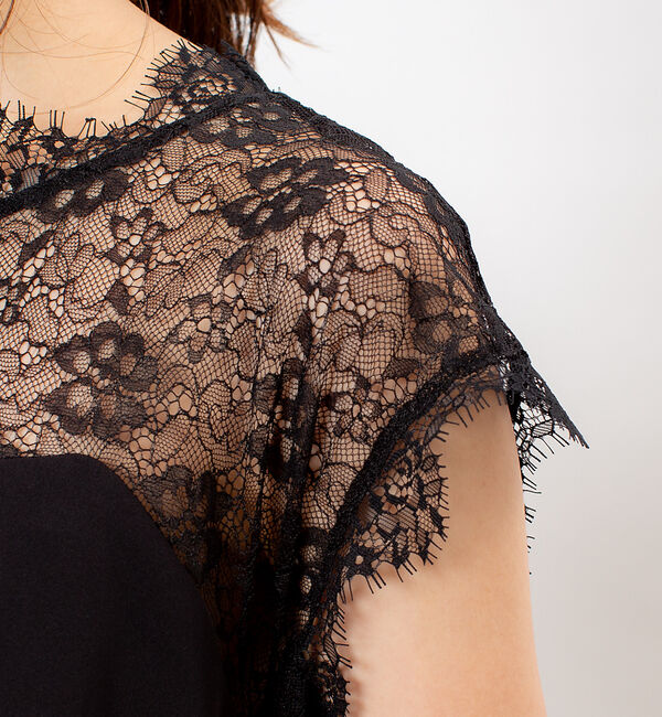 Rouge vif「【FLICKA】レースコンビフレンチスリーブワンピース」|ワンピース|