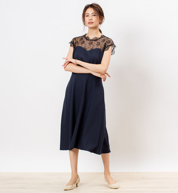 Rouge vif「【FLICKA】レースコンビフレンチスリーブワンピース」|ワンピース|
