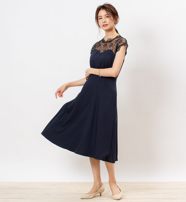 Rouge vif「【FLICKA】レースコンビフレンチスリーブワンピース」|ワンピース|