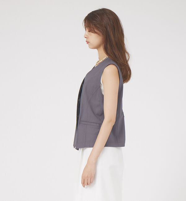 qualite「《セットアップ対応》ブライトリネンジレ」|ベスト・ジレ|