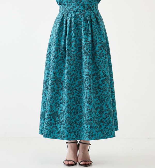 TIARA「ヴィンテージフラワープリントスカート」|スカート|ターコイズブルー
