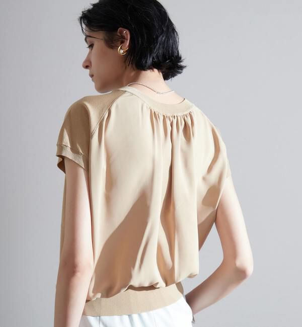 Liesse「布帛コンビニットトップス」|ニット・セーター|ベージュ