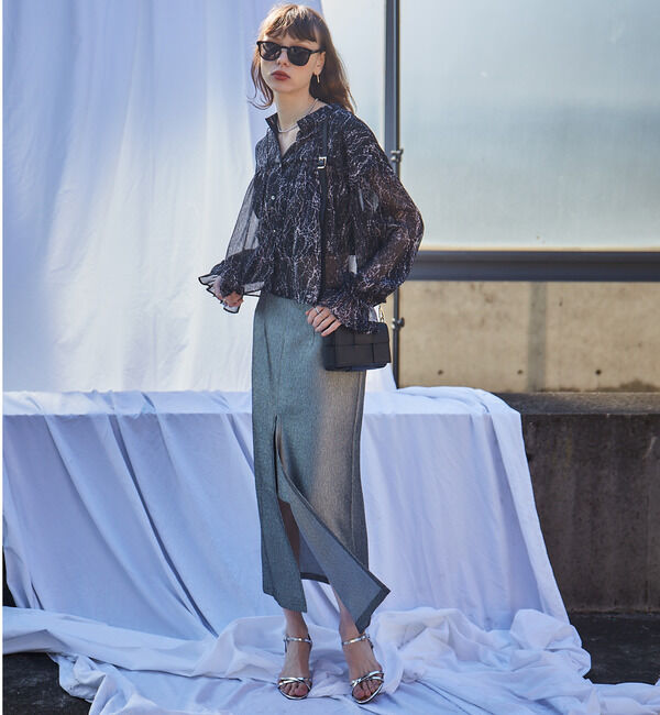 Soffitto「ジオメ柄シフォンボリュームカフタンブラウス」|シャツ・ブラウス|