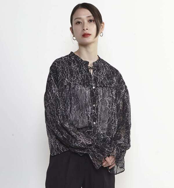 Soffitto「ジオメ柄シフォンボリュームカフタンブラウス」|シャツ・ブラウス|