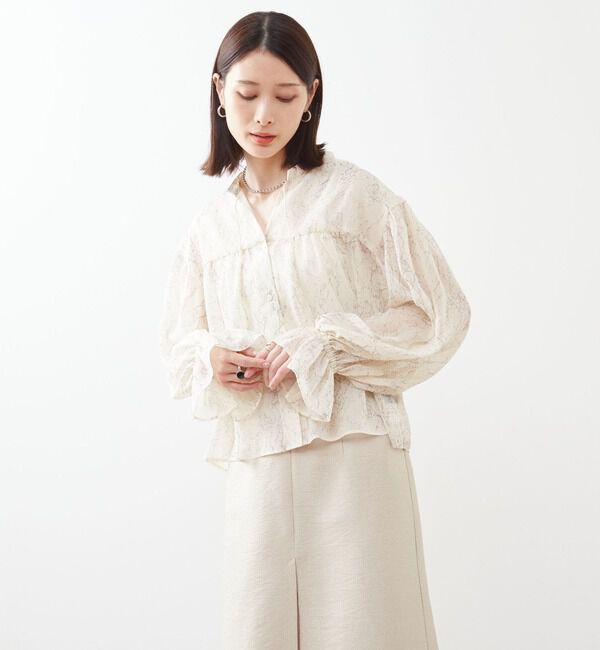 Soffitto「ジオメ柄シフォンボリュームカフタンブラウス」|シャツ・ブラウス|