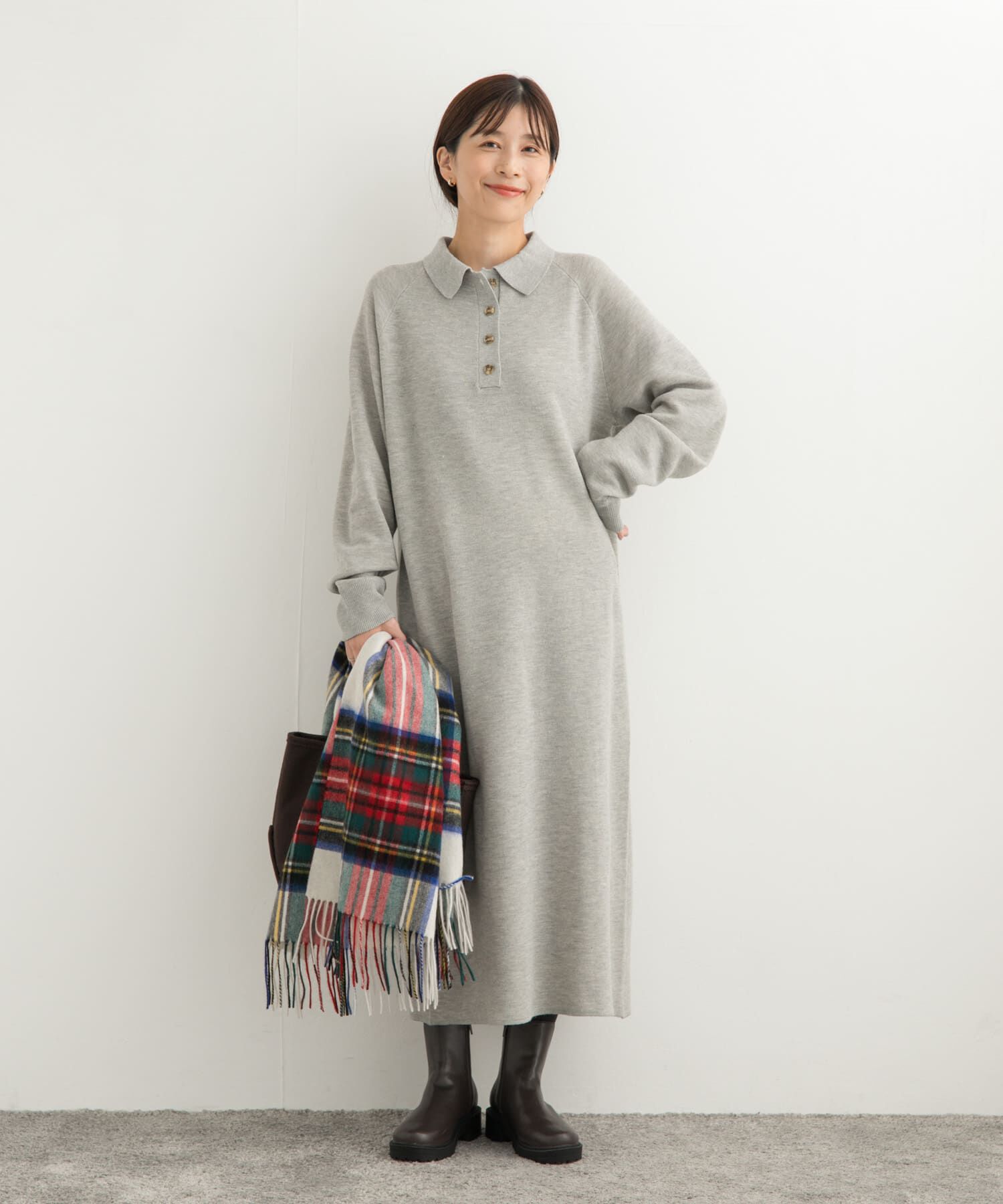 URBAN RESEARCH DOORS「衿付きニットワンピース」|ワンピース|