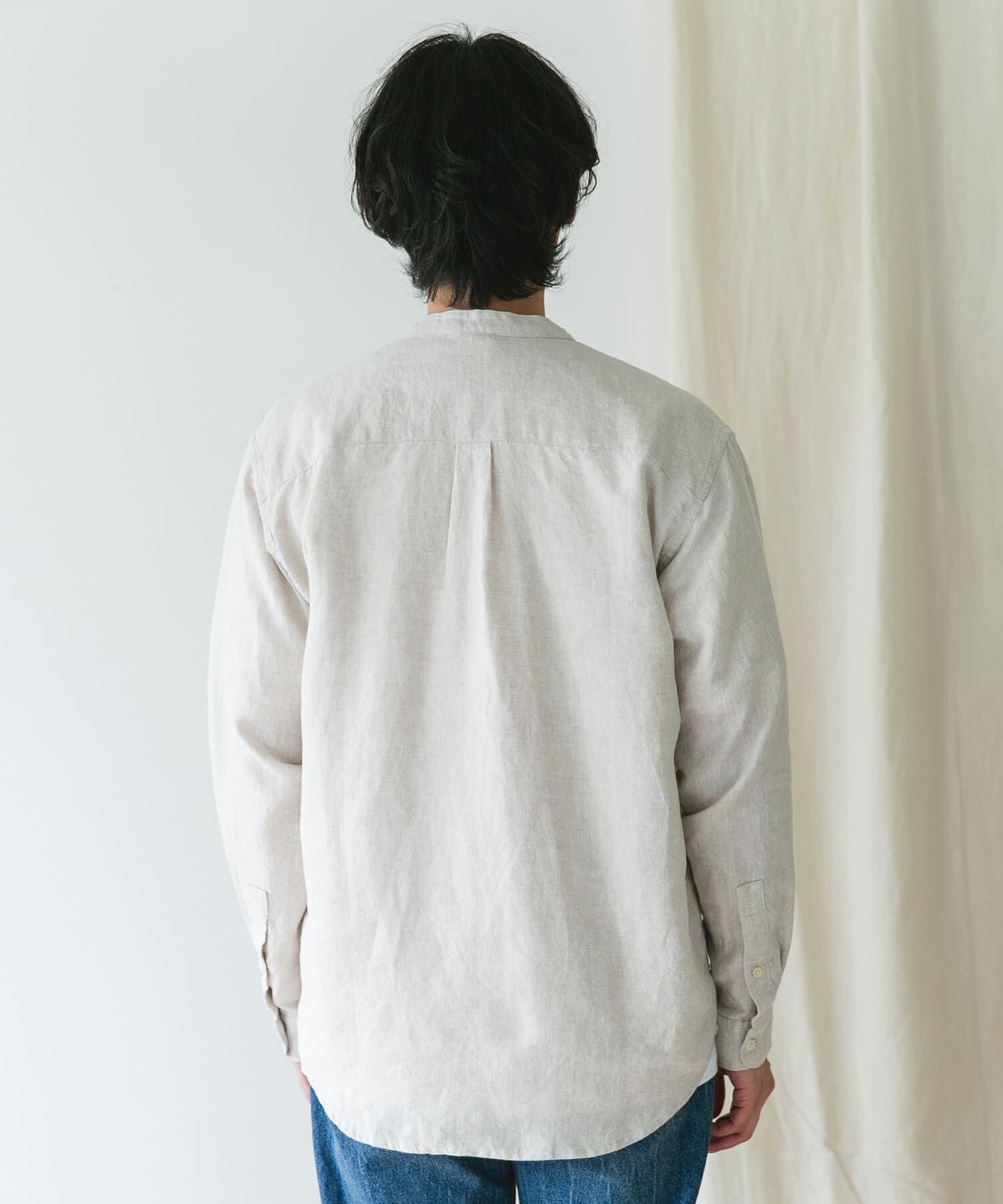 URBAN RESEARCH DOORS「『XLサイズ/WEB限定』シルケットリネンバンドカラーロングスリーブシャツ」|シャツ・ブラウス|