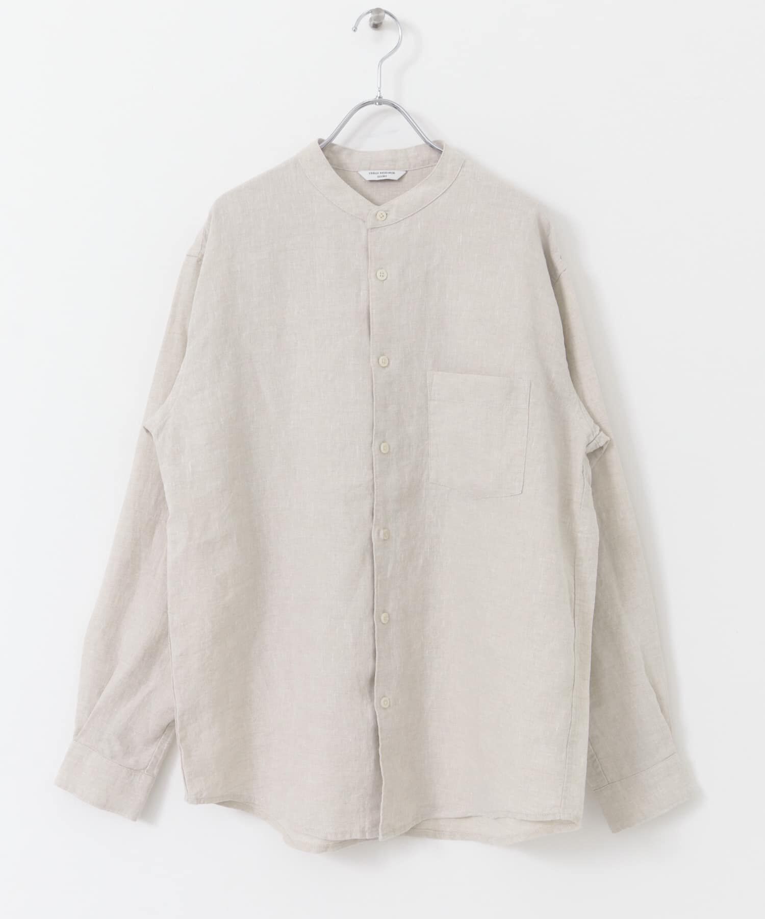 URBAN RESEARCH DOORS「『XLサイズ/WEB限定』シルケットリネンバンドカラーロングスリーブシャツ」|シャツ・ブラウス|