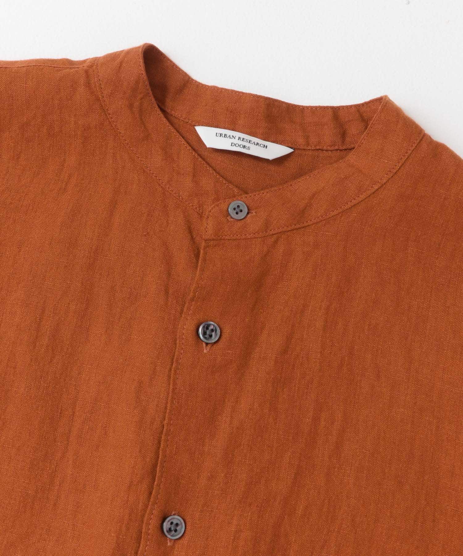 URBAN RESEARCH DOORS「『XLサイズ/WEB限定』シルケットリネンバンドカラーロングスリーブシャツ」|シャツ・ブラウス|