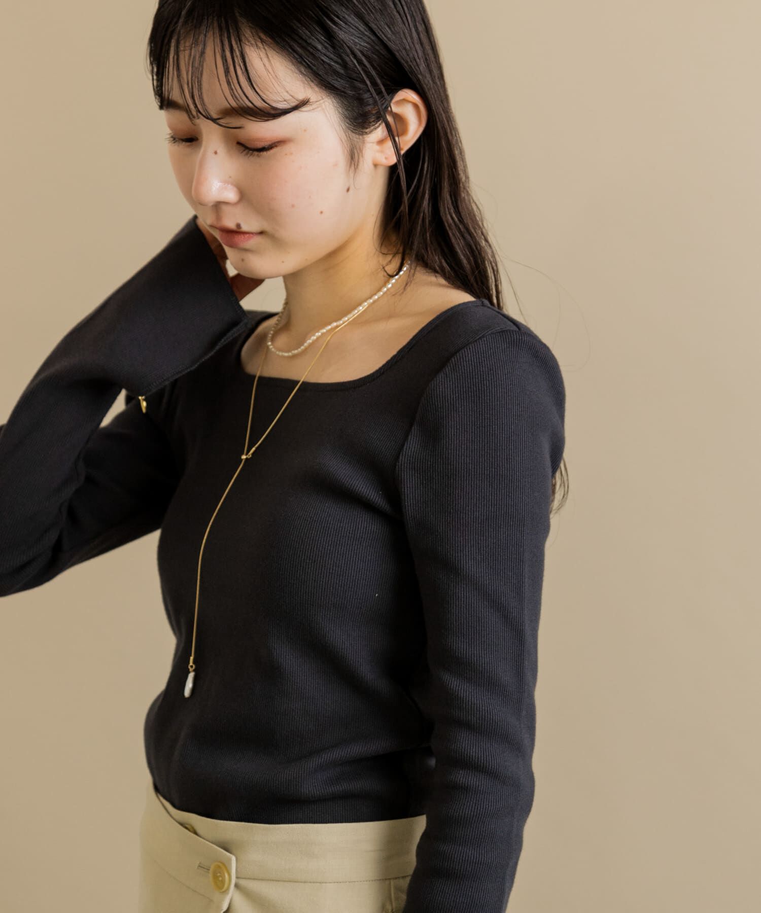 SMELLY「パールスネークチェーン2セットネックレス」|ネックレス|