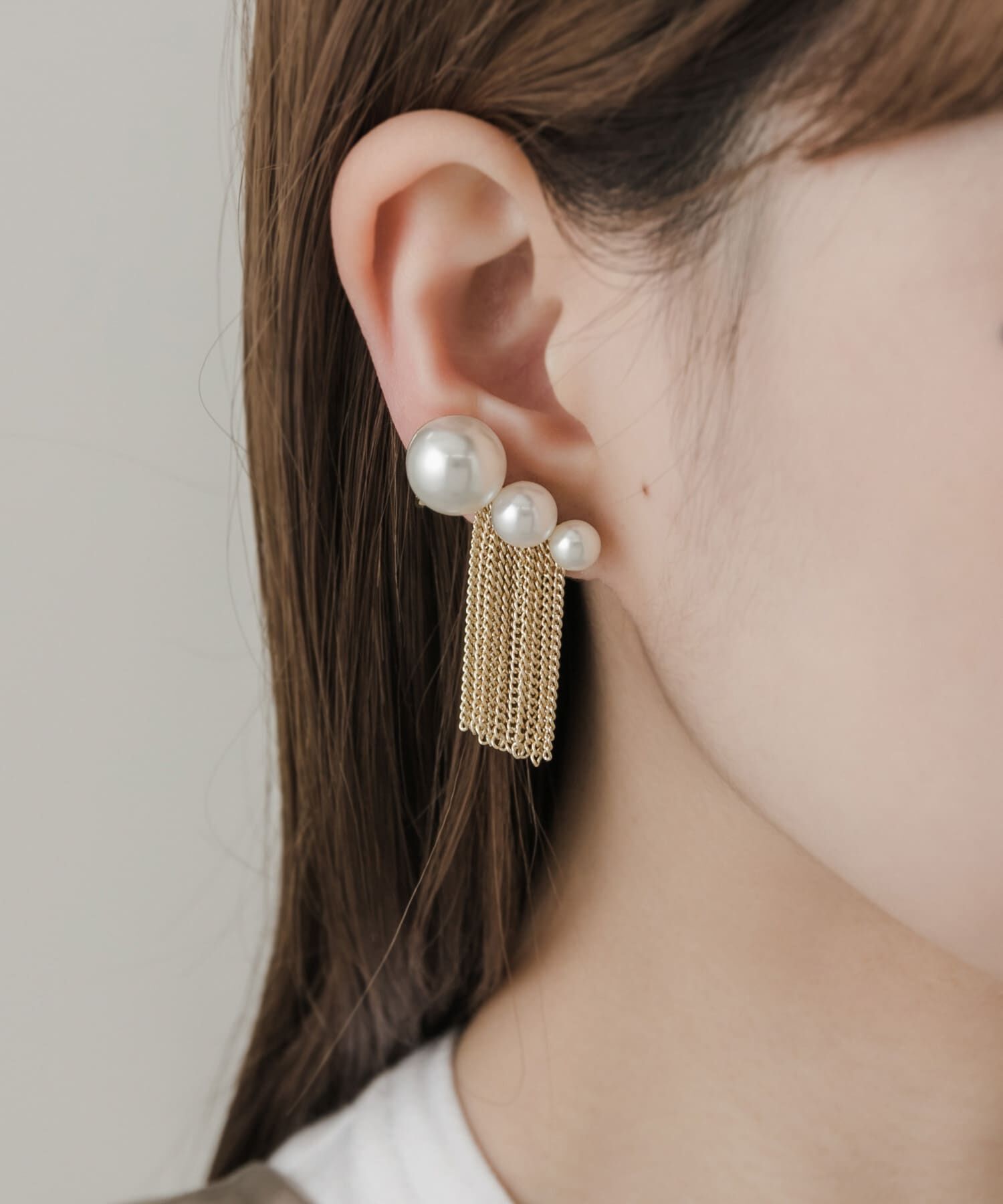 SMELLY「グラデーションパールチェーンイヤリング」|イヤリング|