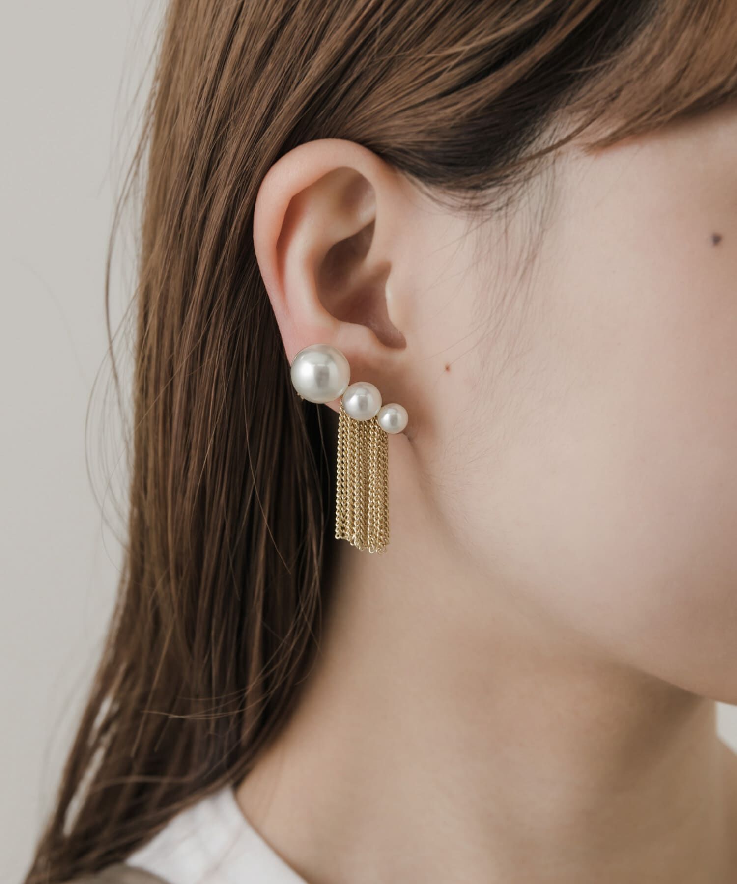 SMELLY「グラデーションパールチェーンイヤリング」|イヤリング|