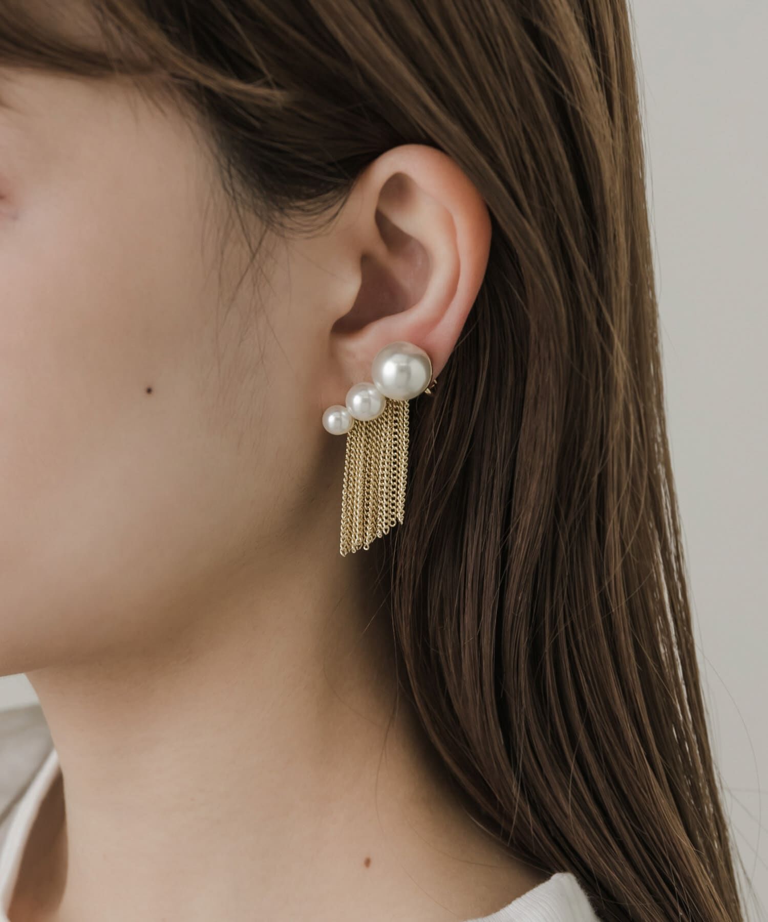 SMELLY「グラデーションパールチェーンイヤリング」|イヤリング|