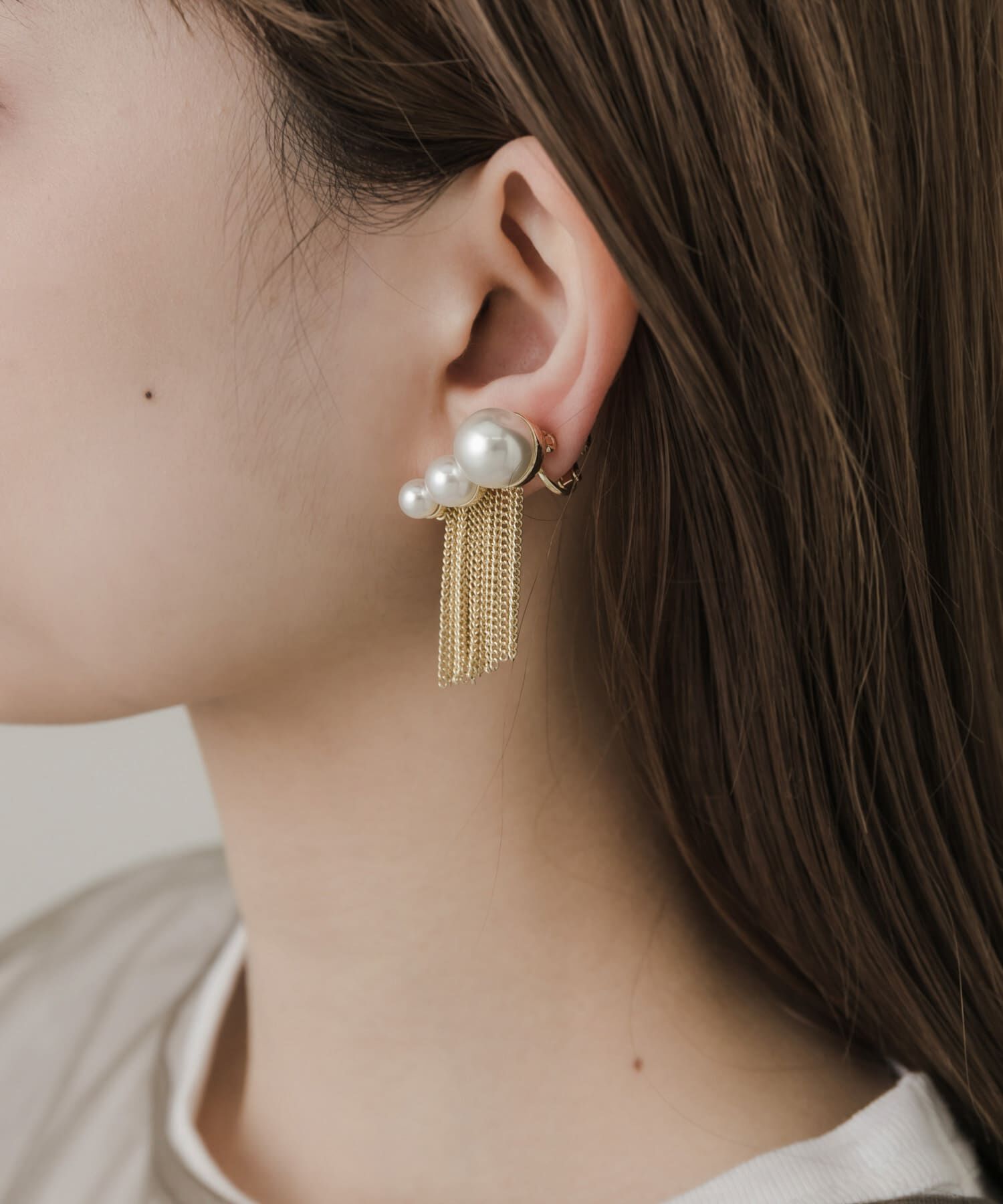 SMELLY「グラデーションパールチェーンイヤリング」|イヤリング|