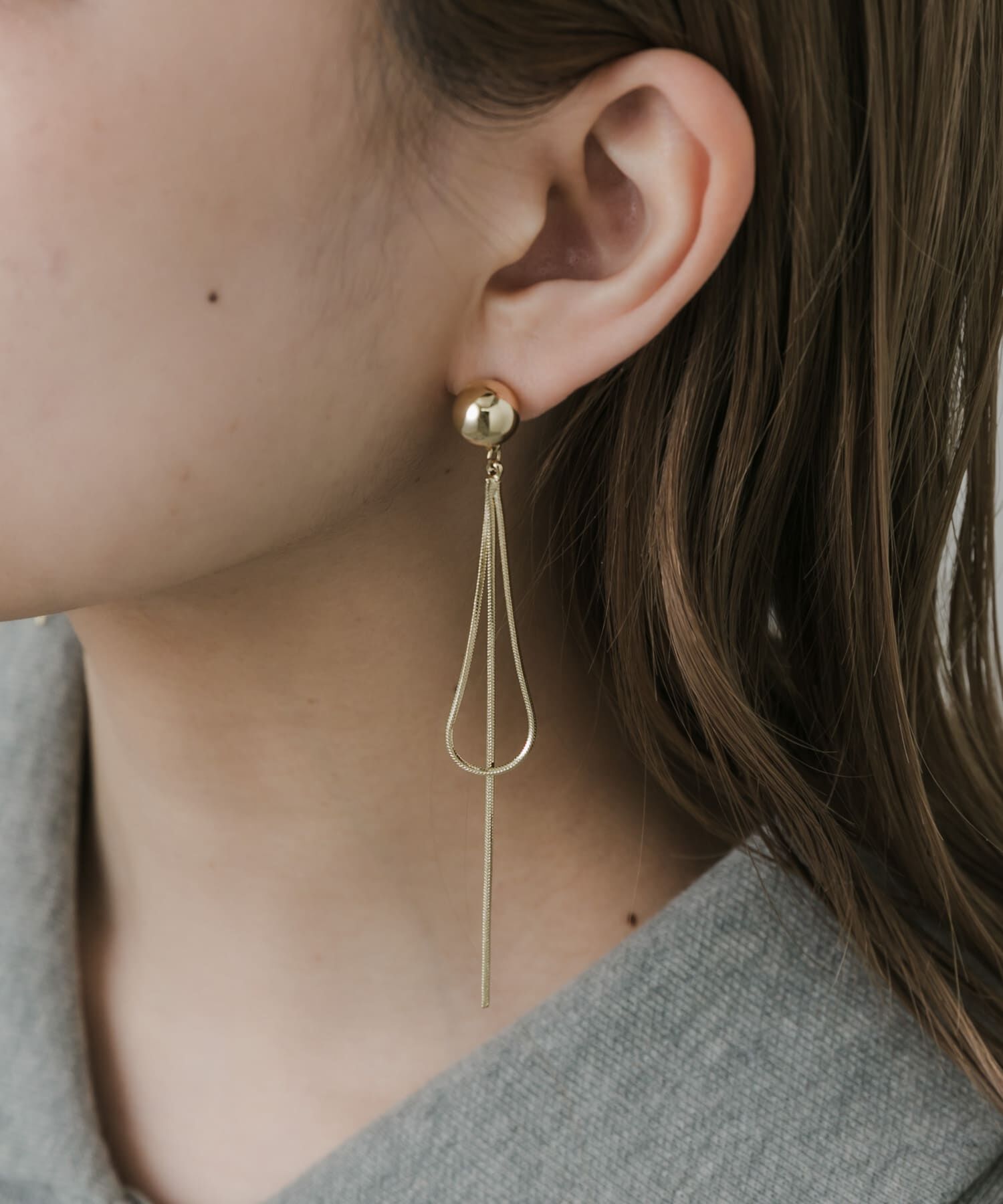 SMELLY「ボールチェーンフープピアス」|ピアス|ゴールド