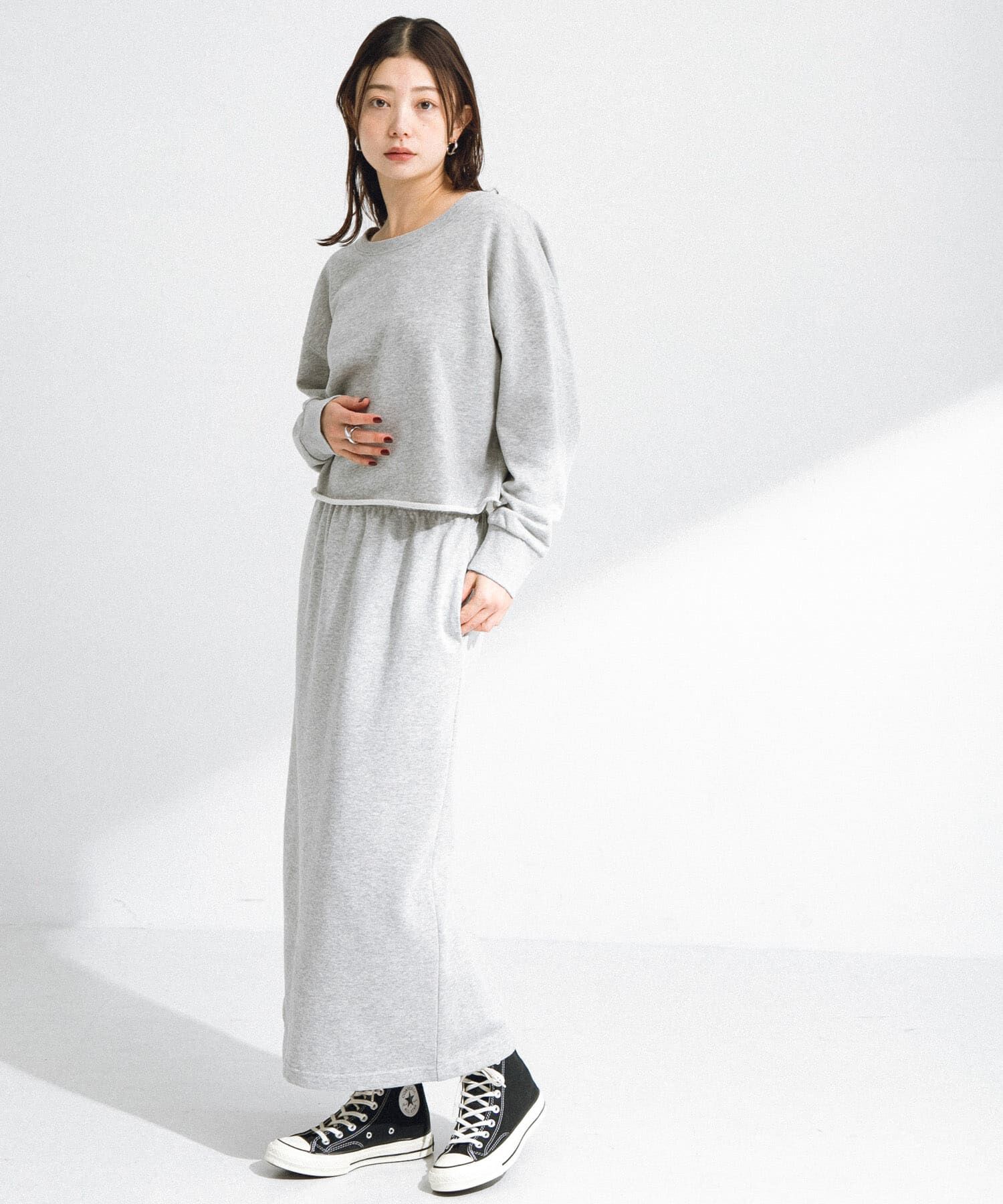 Sonny Label 「『WEB/一部店舗限定』ラメ裏毛スウェット&スカートセットアップ」|ワンピース|グレー