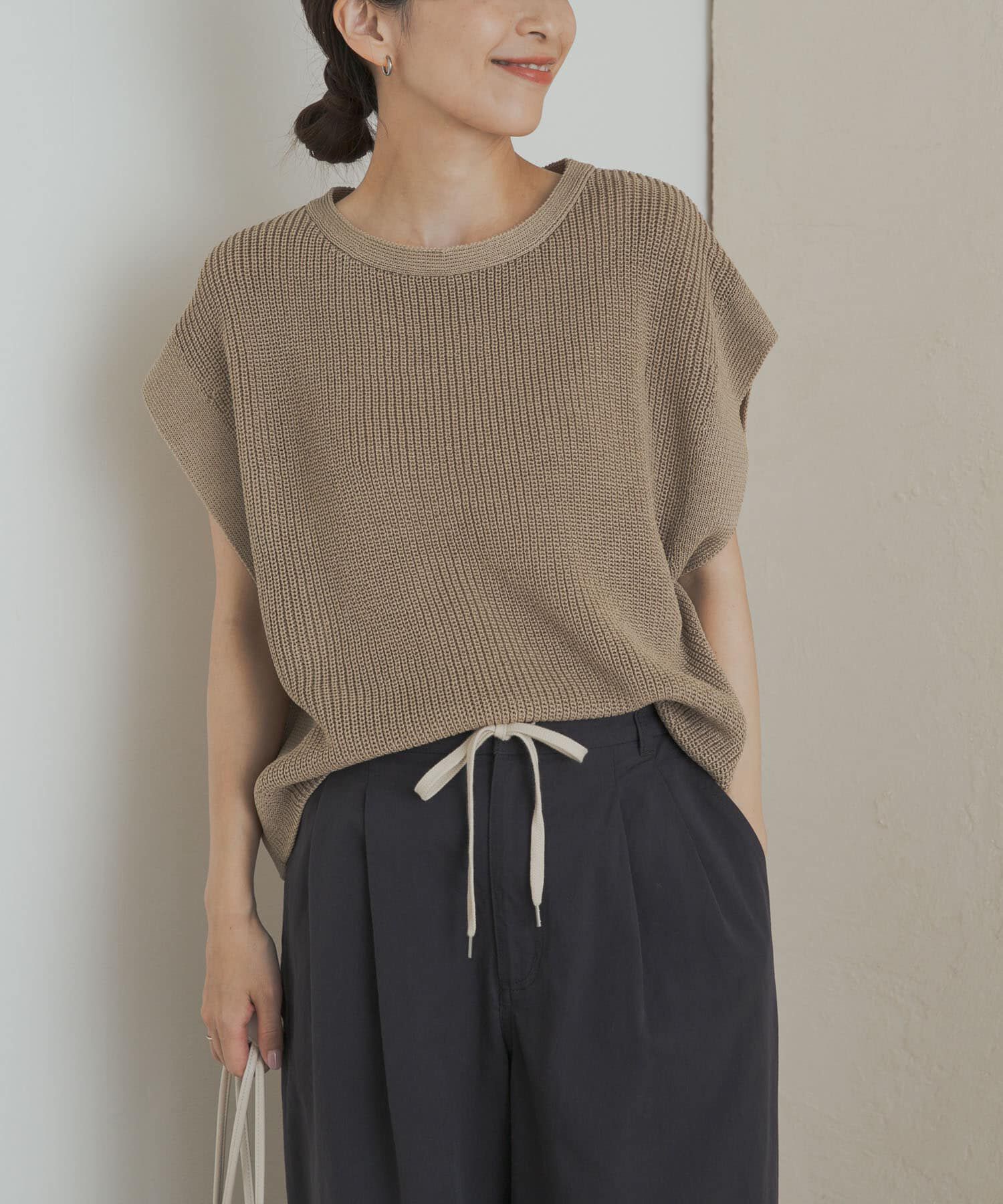 URBAN RESEARCH DOORS「リネンライクニットプルオーバー」|ニット・セーター|ベージュ