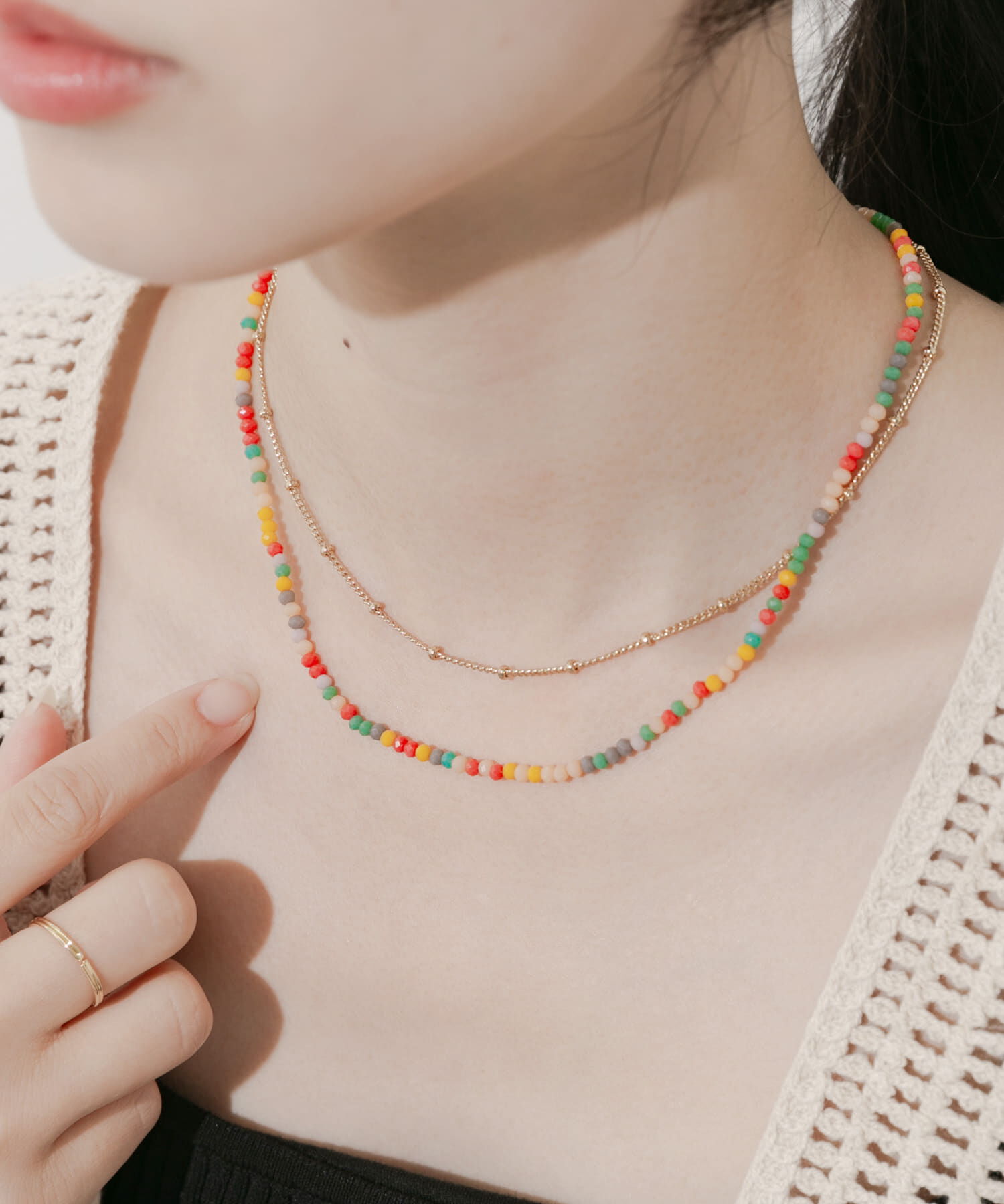 SMELLY「カラービーズ2セットネックレス」|ネックレス|