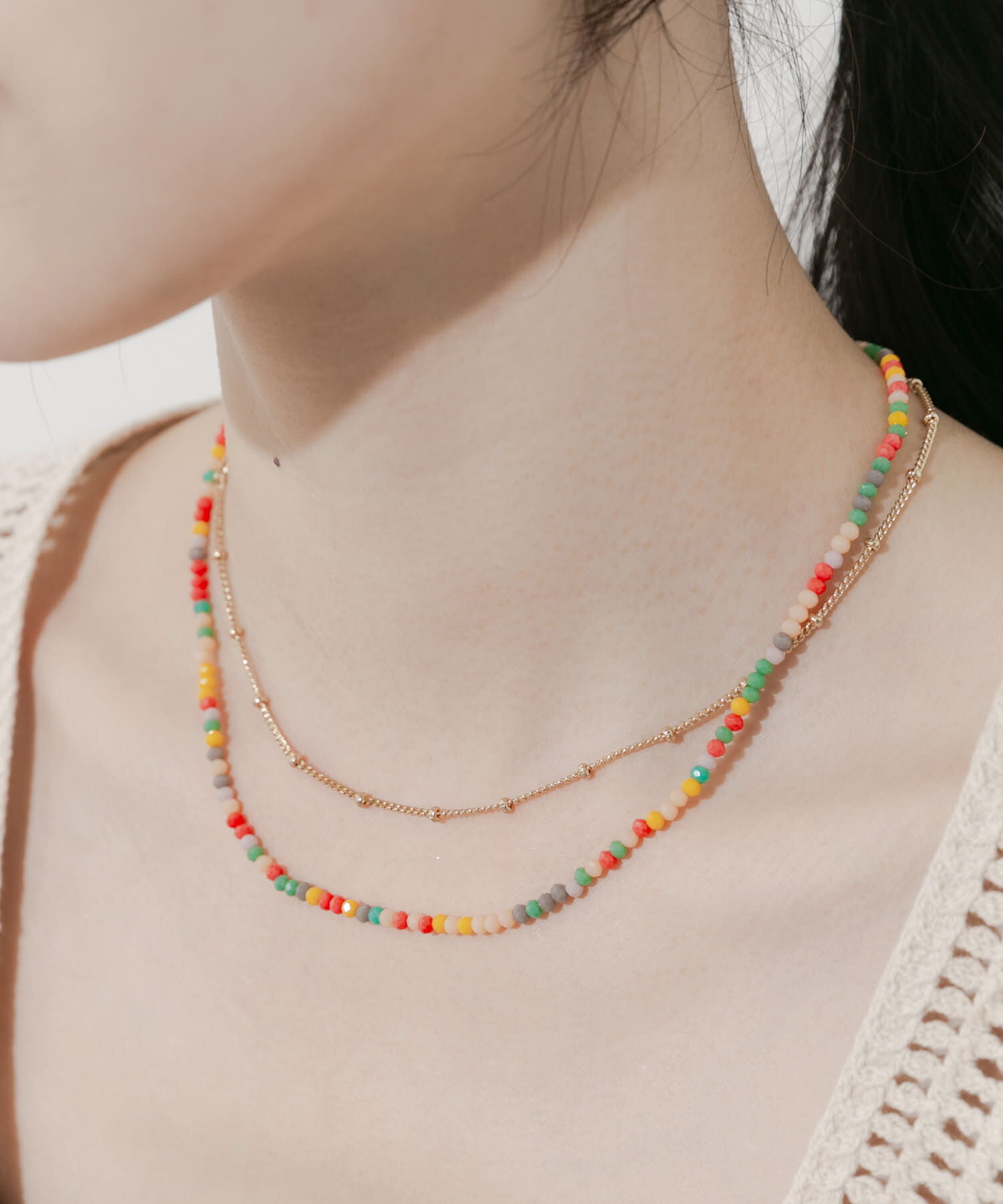 SMELLY「カラービーズ2セットネックレス」|ネックレス|