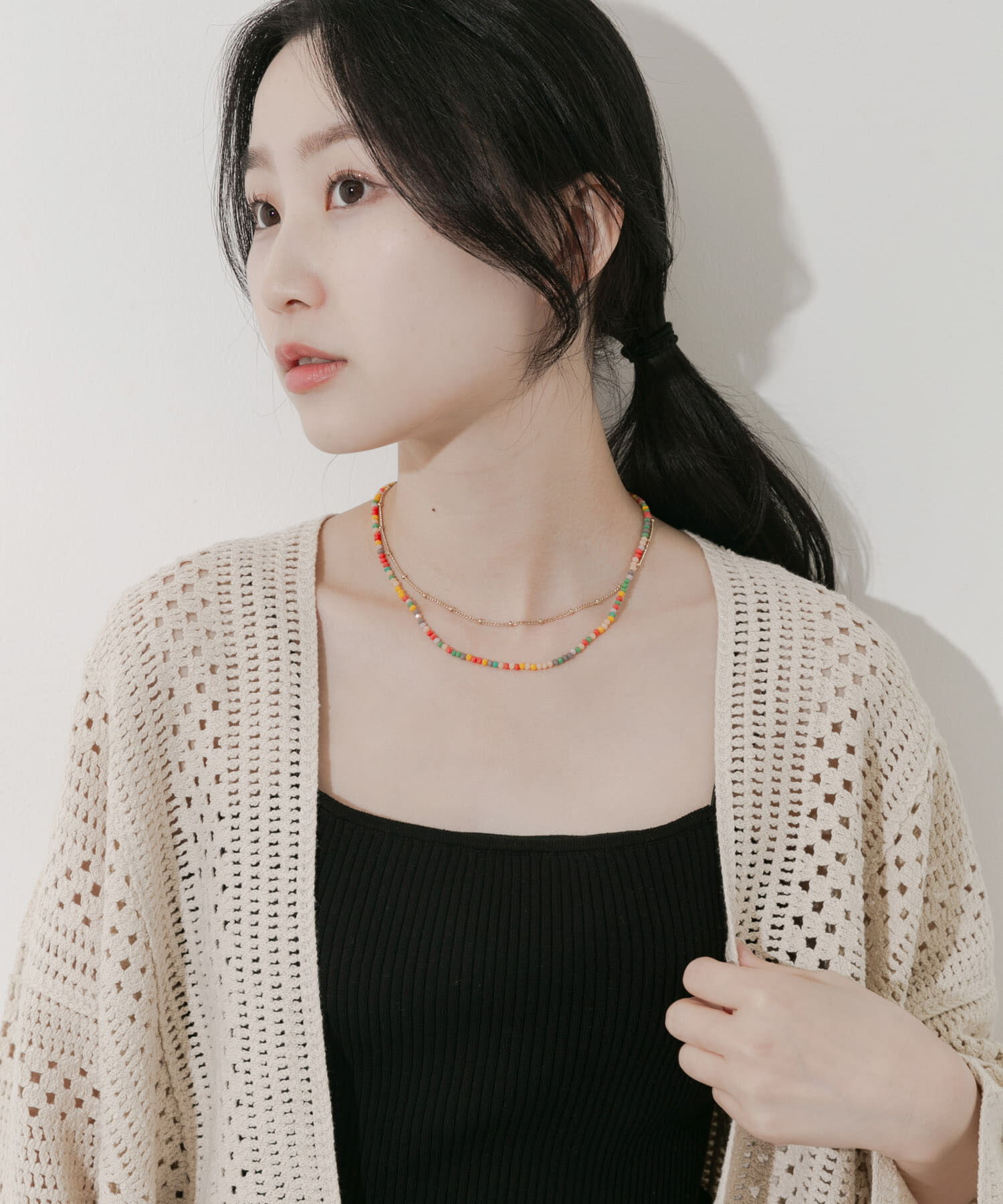 SMELLY「カラービーズ2セットネックレス」|ネックレス|