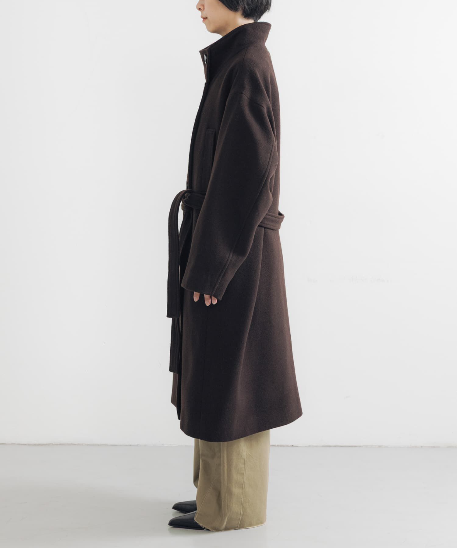 URBAN RESEARCH「スーパー100ウールスタンドカラーコート」|ノーカラーコート|