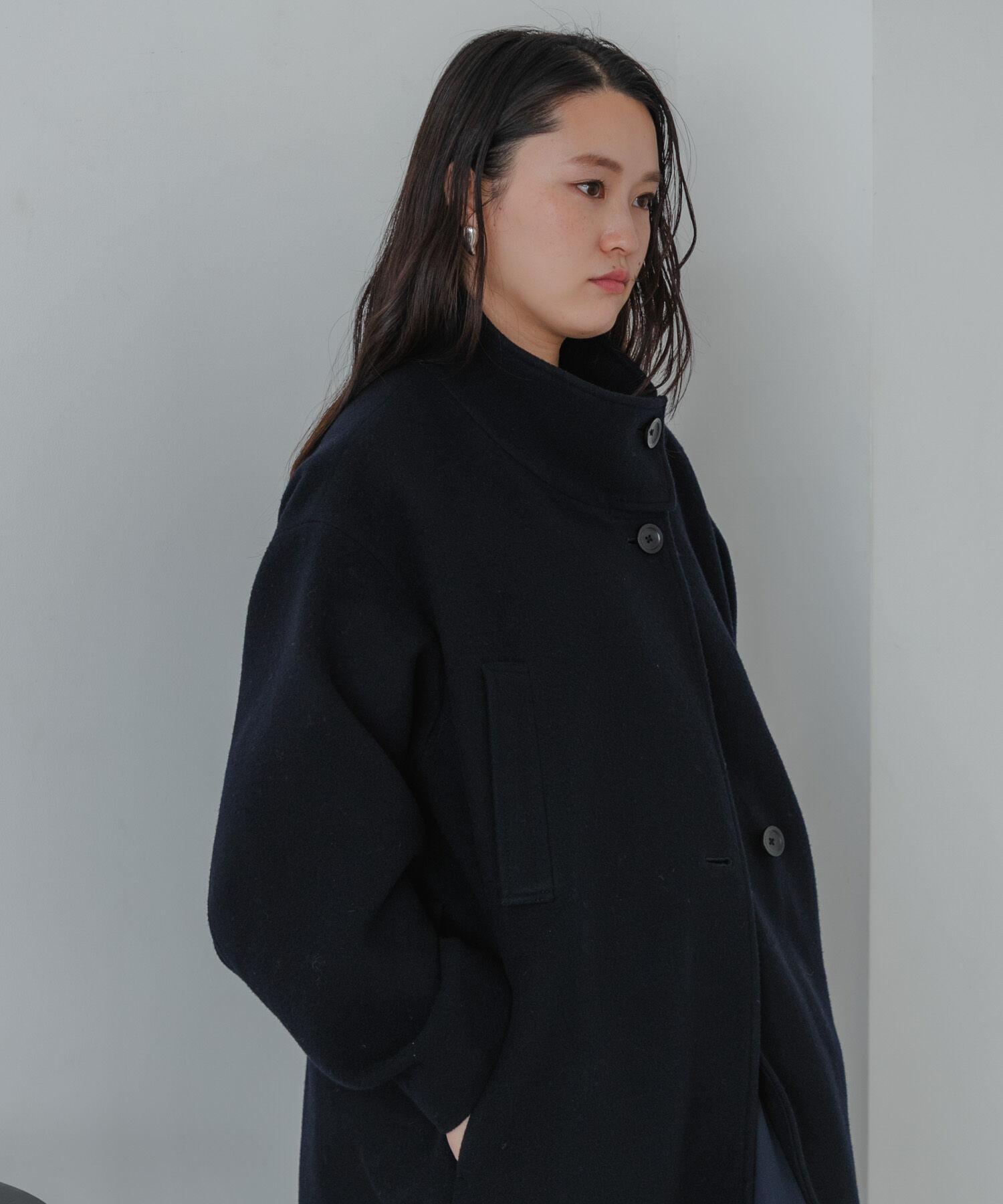 URBAN RESEARCH「スーパー100ウールスタンドカラーコート」|ノーカラーコート|