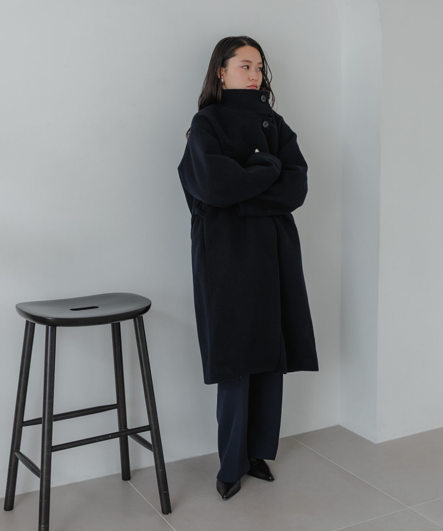 URBAN RESEARCH「スーパー100ウールスタンドカラーコート」|ノーカラーコート|