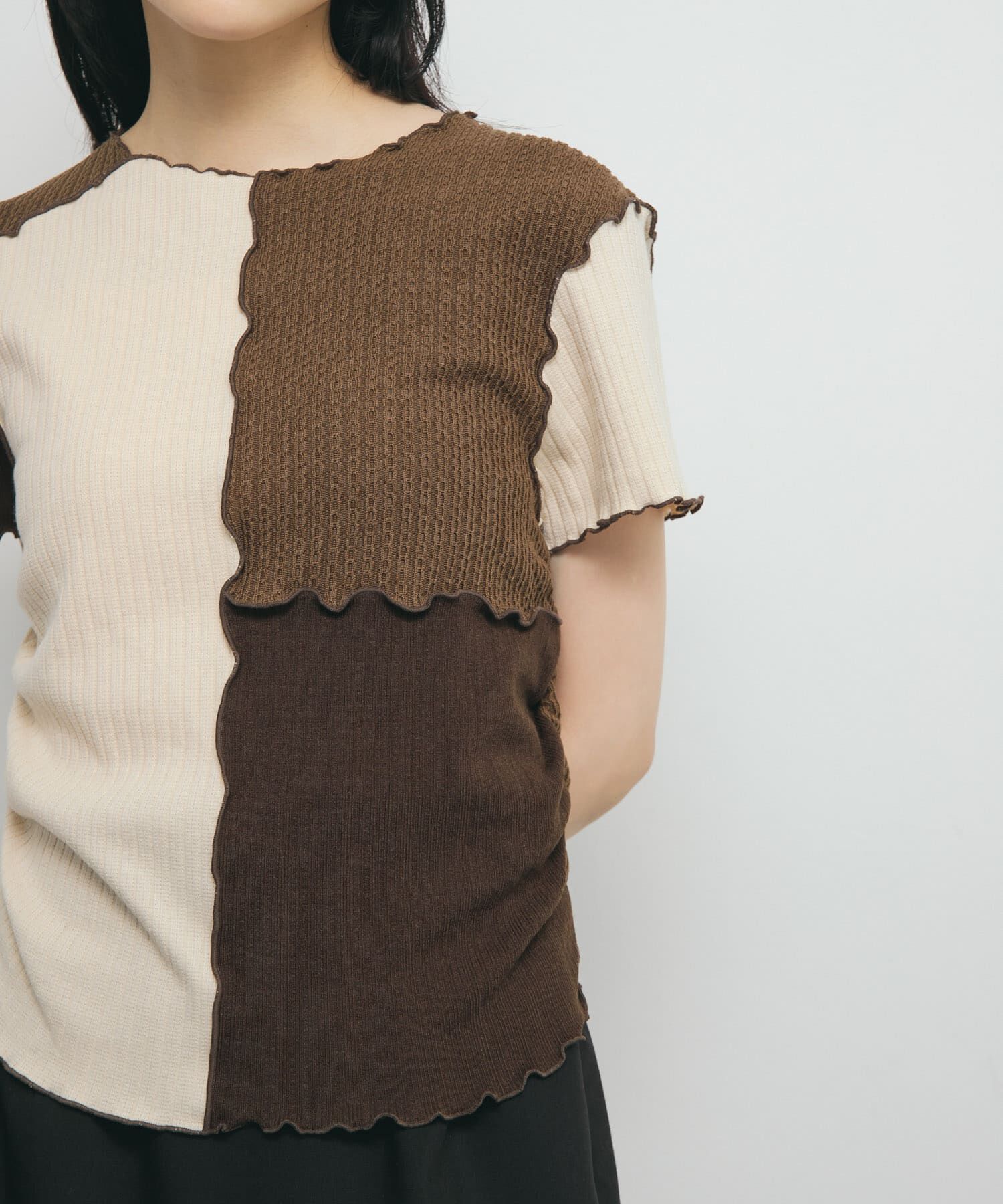  「MIXカラーパッチワークカットソー」|Tシャツ・カットソー|